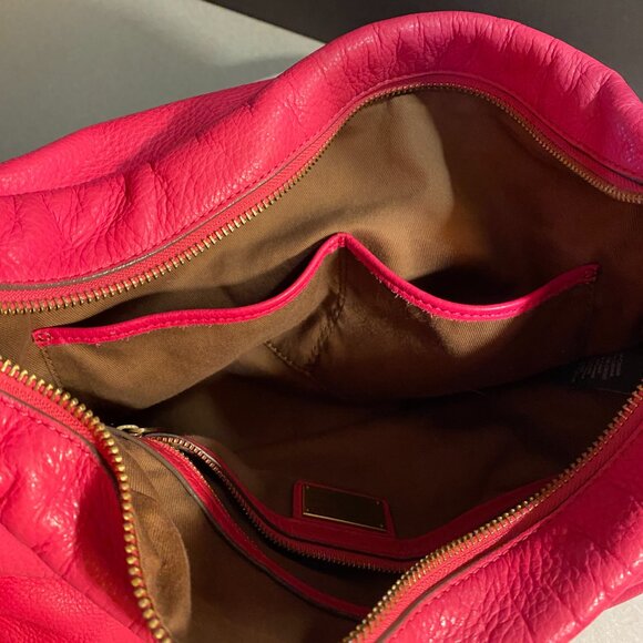 Ralph Lauren Pebbled Leather Shoulder Bag - Hot Pink - Brass Hardware - Picture 13 of 15
